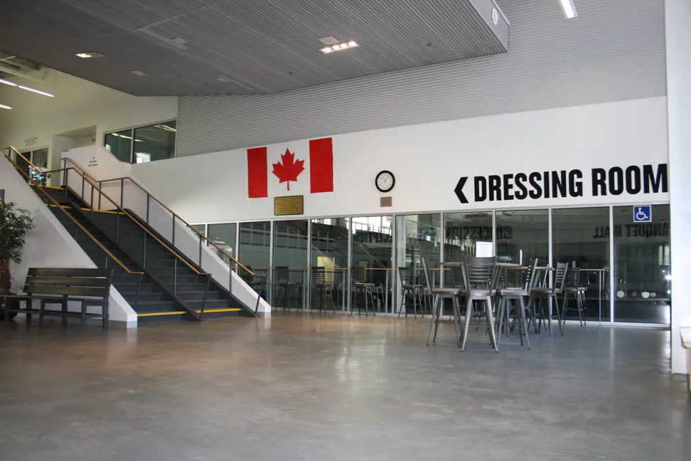 NKCC Lobby view to Fitness Centre and entrance to arena seating area