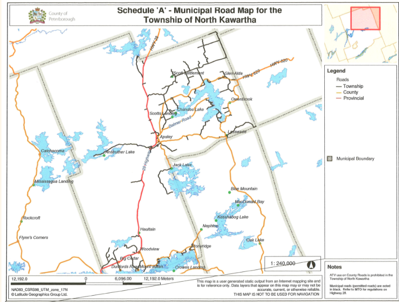 Schedule A Municipal Road Map for North Kawartha